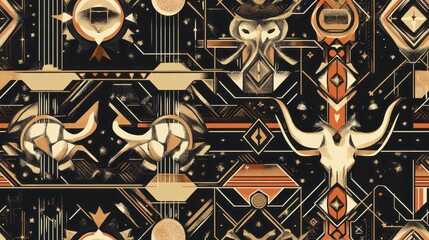 Elegant Seamless Pattern Featuring Iconic Texas Elements with a Sophisticated Design Aesthetic Perfect for Creative Projects and Textiles