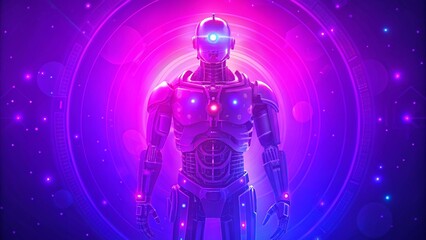 Fototapeta premium Futuristic Robot Design Featuring a Vibrant Gradient Color Scheme for a Modern and Dynamic Look