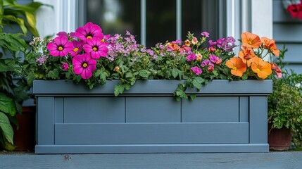 Fototapeta premium Vibrant flower box on a windowsill