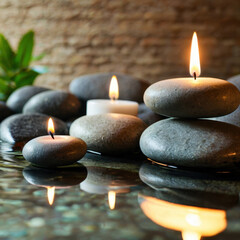 Relaxing Spa Ambiance with Candles by the Pool
