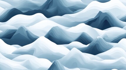 Fototapeta premium Elegant Seamless Pattern of Abstract Mountain Peaks and Snowdrifts in Soft Blue and White Tones for Background and Textile Designs