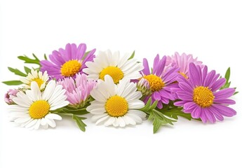 Obraz premium Vibrant Arrangement of White and Pink Flowers on Bright Background Showcasing Nature's Beauty and Freshness 170 Characters