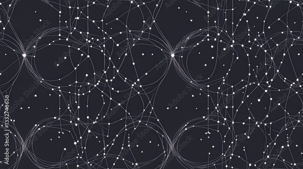 Poster seamless repeating pattern of minimal 3d constellations design for backgrounds, textiles, and creati