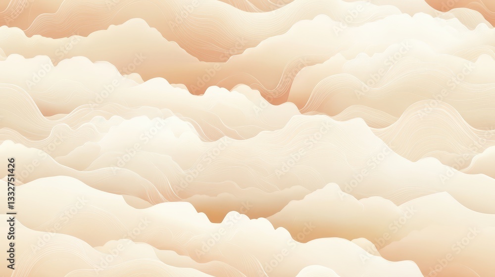 Poster seamless pattern of soft southeast asian clouds and mist in warm tones ideal for backgrounds and tex