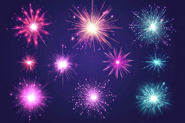 Fototapeta premium Colorful fireworks on dark sky exploding in vibrant patterns during celebration