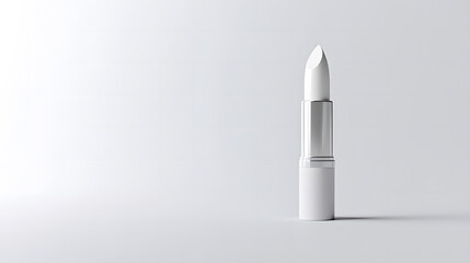 Minimalist White Lipstick Mockup on White Background