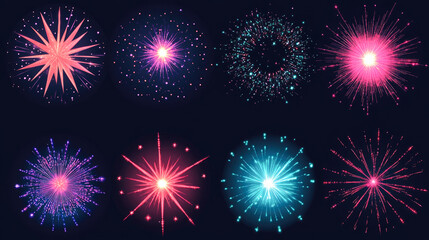 Fototapeta premium Colorful fireworks burst against night sky in festive display