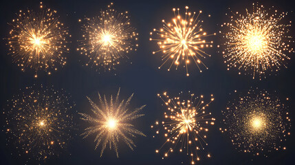 Naklejka premium Colorful sparkling fireworks display illuminating night sky in celebration