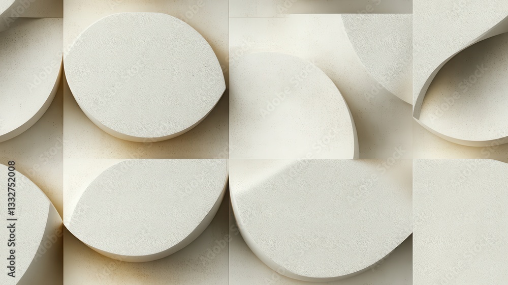 Fototapete seamless pattern of stacked offset blocks in soft neutral tones for design and background use