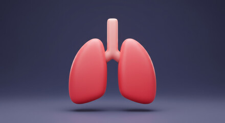 3D icon of a pair of healthy lungs in soft pink and red tones