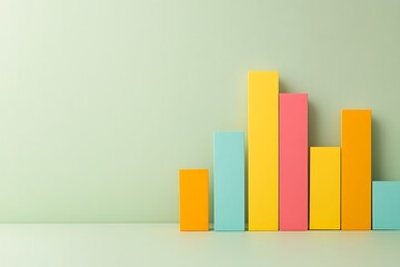 Colorful bar chart showing growth on green background