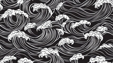 Intricate Seamless Thai Wave Pattern Design Featuring Dynamic Curves and Flowing Lines for Elegant Background Decor and Textiles