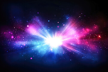 Vibrant cosmic explosion with radiant pink and blue light bursts