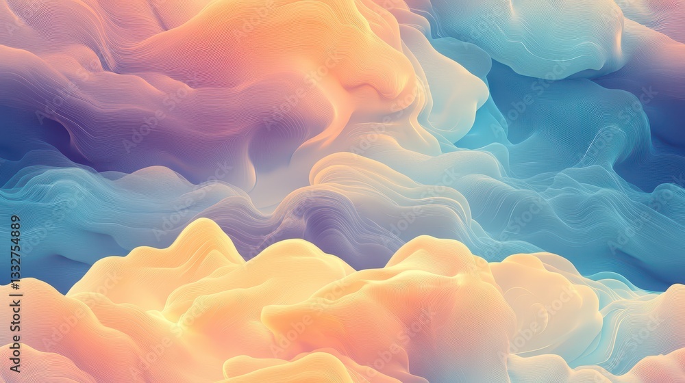 Poster seamless abstract weather pattern with soft curves and isobars in pastel colors, ideal for backgroun