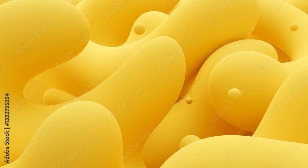 Poster abstract yellow fluid forms - close-up view of abstract yellow shapes, resembling flowing liquid or 