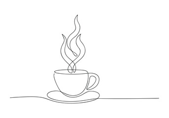 Continuous One Line Cup of Coffee | Minimalist Beverage Vector Illustration