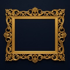 A gold ornate frame with intricate details for luxury branding. textspace. copyspace. Frames & Borders