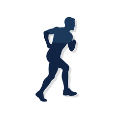 Running athlete silhouette in motion, minimalist vector design