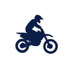 Motocross rider jumping in action, dynamic silhouette on a bike