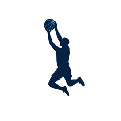 Obraz premium Basketball player dunking, showcasing athleticism and determination, minimalistic design