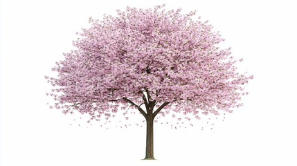 Obraz premium Blooming cherry tree in spring. Pink blossoms and falling petals