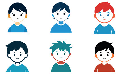 Sad Children's Faces Showing Various Emotions