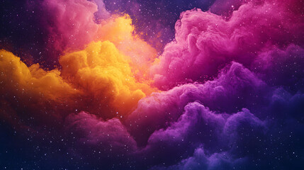 Cosmic Nebula Vibrant Hues of Purple, Pink, and Gold in Interstellar Space