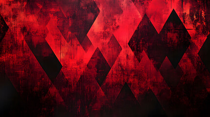 Abstract Red and Black Geometric Pattern with Grunge Texture