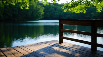 Fototapeta premium Tranquil lakefront wooden dock