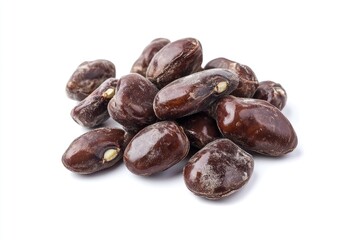 Obraz premium Pile of dark brown beans on white background