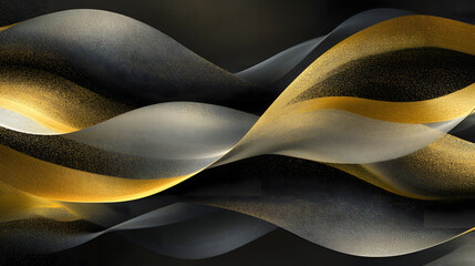 Abstract Gold and Grey Swirling Waves - Luxury Background Texture