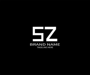 Minimalist SZ Logo Design with Brand Name and Tagline on Black Background