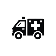 Emergency ambulance service icon And Black ambulance car icon with Ambulance Silhouette Vector Illustration. Emergency Vehicle Vector Design