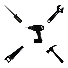Tools Silhouette Art Design Set