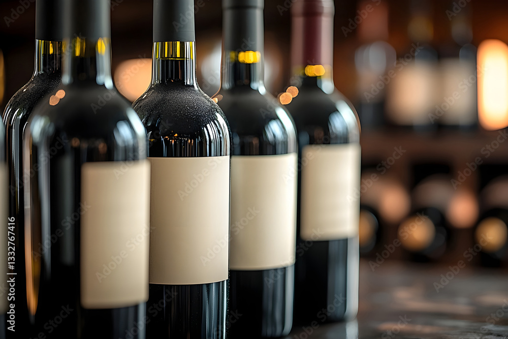 Aufkleber collection of empty wine bottles showcasing different styles and sizes. generative ai.