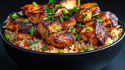 Fototapeta premium Delicious Grilled Chicken and Rice Bowl
