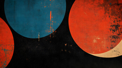 Abstract Colorful Circles on Distressed Texture Background