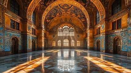 Obraz premium Sunbeams in Ornate Hall