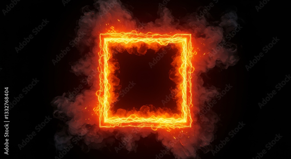 Poster fiery square frame - a fiery square frame, perfect for adding a dramatic touch to your designs. burn