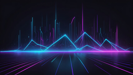 Cyberpunk background with neon lights, dark shadows and urban patterns.