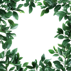 Lush Green Leaves Frame Vibrant Geometric Design Abstract Art Nature Inspired