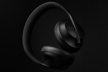 headphones on black background
