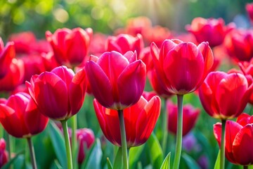 Pink tulips in the garden
