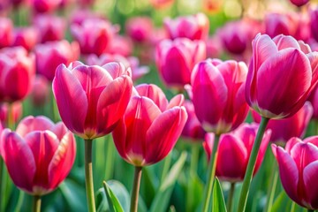 Fototapeta premium Pink tulips in the garden