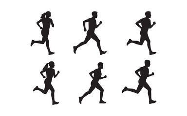  Running men and women, vector set