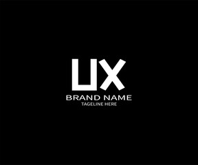 Obraz premium Bold UX Monogram Logo Design on Black Background for Stylish Brand Identity