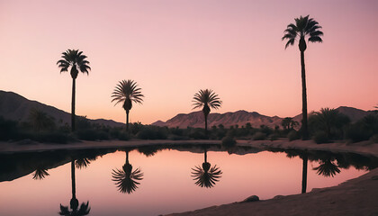 Obraz premium Desert Palm Trees at Sunset