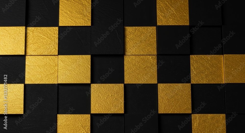 Poster gold and black checkerboard pattern - abstract of a gold and black checkerboard pattern with a textu