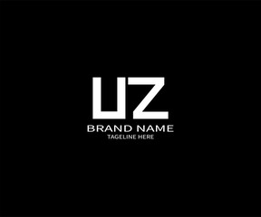 Bold UZ Letter Logo Design in Minimalist Style on Black Background