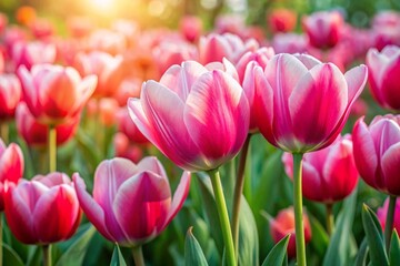 Fototapeta premium Pink tulips in the garden